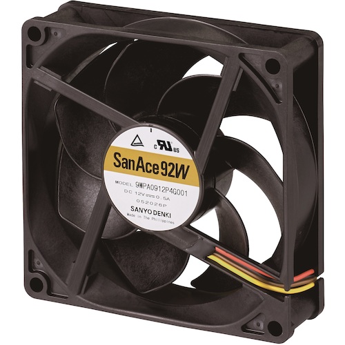 【別途送料あり】山洋電気　ＳａｎＡｃｅ　防水ファン（９２×２５ｍｍ　ＤＣ１２Ｖーリード線仕様）　【品番：9WPA0912P4G001】