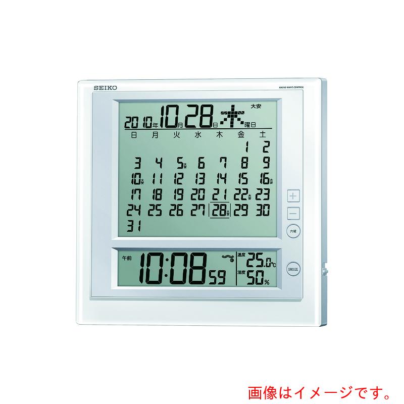 セイコーウオッチ　ＳＥＩＫＯ　液晶マンスリーカレンダー機能付き電波掛置兼用時計　Ｐ枠　白パール　【品番：SQ422W】