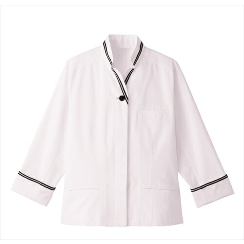 ★サーヴォ（SERVO）　サンペックス　【女性用】長袖ショップコート　ホワイト＊ブラック　０９　【品番：ET1343-09】