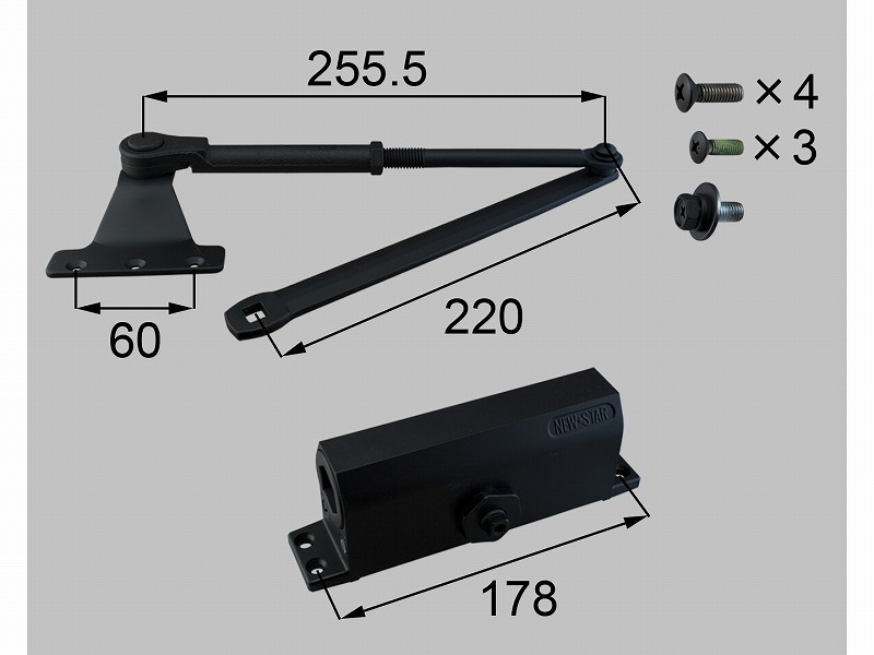 LIXIL（新日軽） ドアクローザー（立ちふさがる付き添い人） 黒いこと系 【品番：S8DC1006N】 その他-木材・建築資材・設備-花・ガーデン・DIY