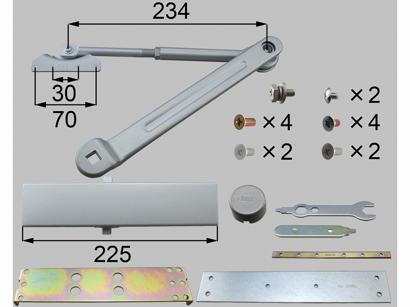 LIXIL（新日軽）　外付ドアクローザー（ストップ付き）　シルバー　【品番：A8DC1063A】