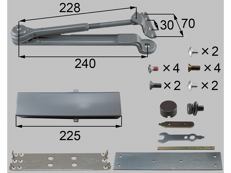LIXIL（新日軽）　外付ドアクローザー（ストップ付き）　シルバー　【品番：A8DC1063B】