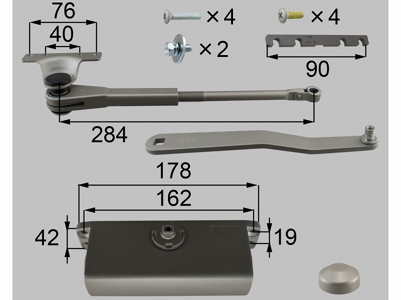 LIXIL（新日軽）　内付ドアクローザー（ストップ付き）（室内側取付）　ステンカラー　【品番：E8DC1062】 9,247円
