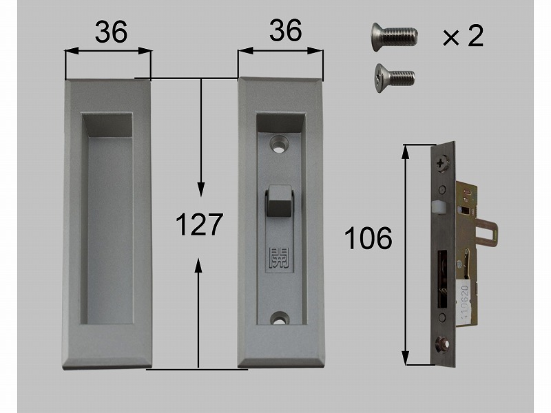 LIXIL(新日軽) サイド錠 グレー系 【品番:H8DL1527】