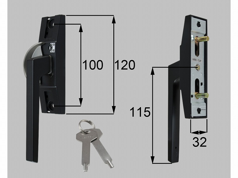 LIXIL（新日軽）　グレモンハンドル（キー付） R　ブラック系　【品番：SVKT145RS01】