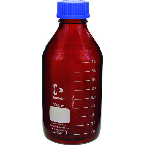 柴田科学(SIBATA) 耐熱ねじ口びん 茶褐色 青キャップ付 1000mL 10入 【品番:017210-1000A】|住設プロ 店