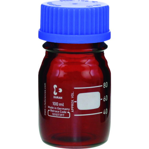 柴田科学の科目（SIBATA） 耐熱ねじ口びん 茶褐色 青旗がしら付 １００ｍＬ １０入 【品番：017210-100A】