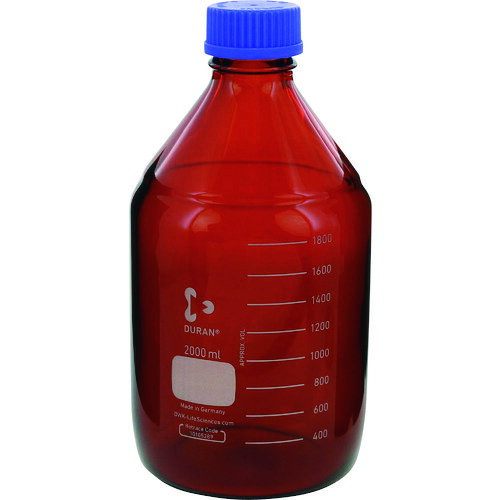 柴田科学の科目（SIBATA） 耐熱ねじ口びん 茶褐色 青鳥打ち帽付 ２０００ｍＬ 【品番：017210-2000】 花・ガーデン・DIY-容器・試験管