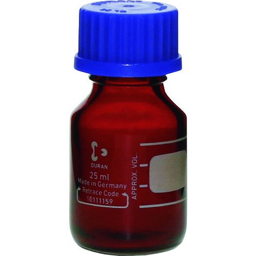 柴田科学の科目（SIBATA） 耐熱ねじ口びん 茶褐色 青旗がしら付 ２５ｍＬ １０入 【品番：017210-25A】
