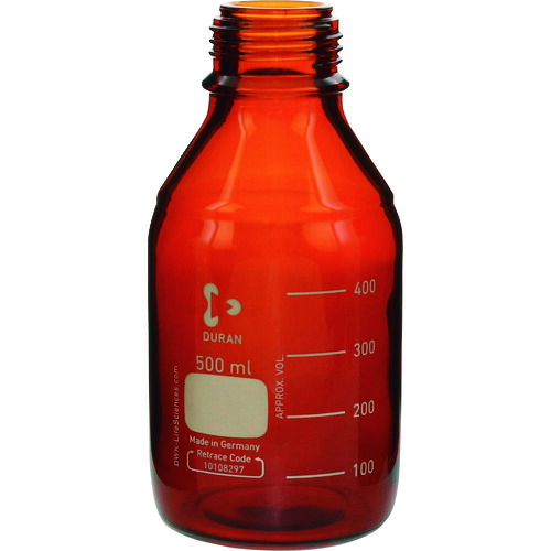 柴田科学（SIBATA）　耐熱ねじ口びん　茶褐色　びんのみ　５００ｍＬ　１０入　【品番：017210-5004A】