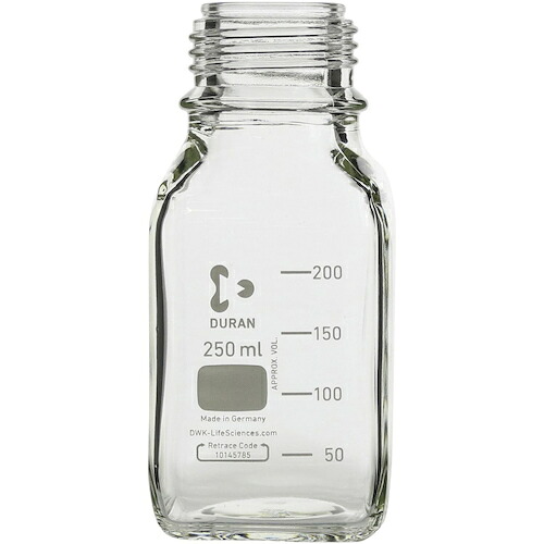 柴田科学（SIBATA）　耐熱ねじ口角びん　びんのみ　２５０ｍＬ　１０入　【品番：017230-2505A】