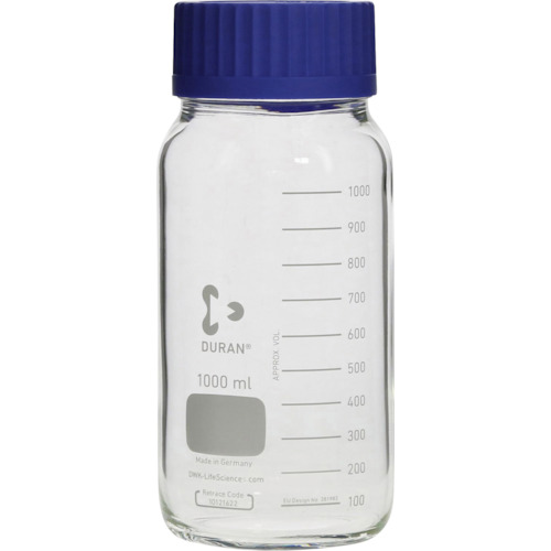 柴田科学（SIBATA）　耐熱ねじ口びん　広口　青キャップ付　１０００ｍＬ　１０入　【10個】　【品番：017250-1000A】