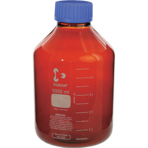 柴田科学（SIBATA）　耐熱ねじ口びん　広口　茶褐色　青キャップ付　５０００ｍＬ　【品番：017250-15000】