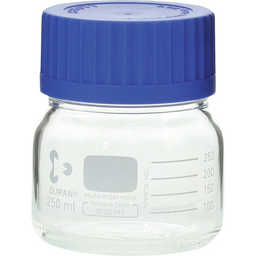 柴田科学（SIBATA）　耐熱ねじ口びん　広口　青キャップ付　２５０ｍＬ　１０入　【品番：017250-250A】
