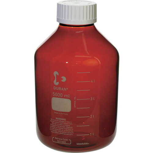 柴田科学(SIBATA) 耐熱ねじ口びん 広口 茶褐色 白キャップ付 5000mL 【品番:017250-35000】|住設プロ 店
