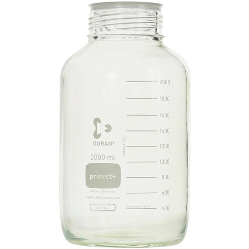 柴田科学の科目（SIBATA） プロテクトプラスコートねじ口びん 広口 びんのみ ２０００ｍＬ ６入 【品番：017550-2000A】