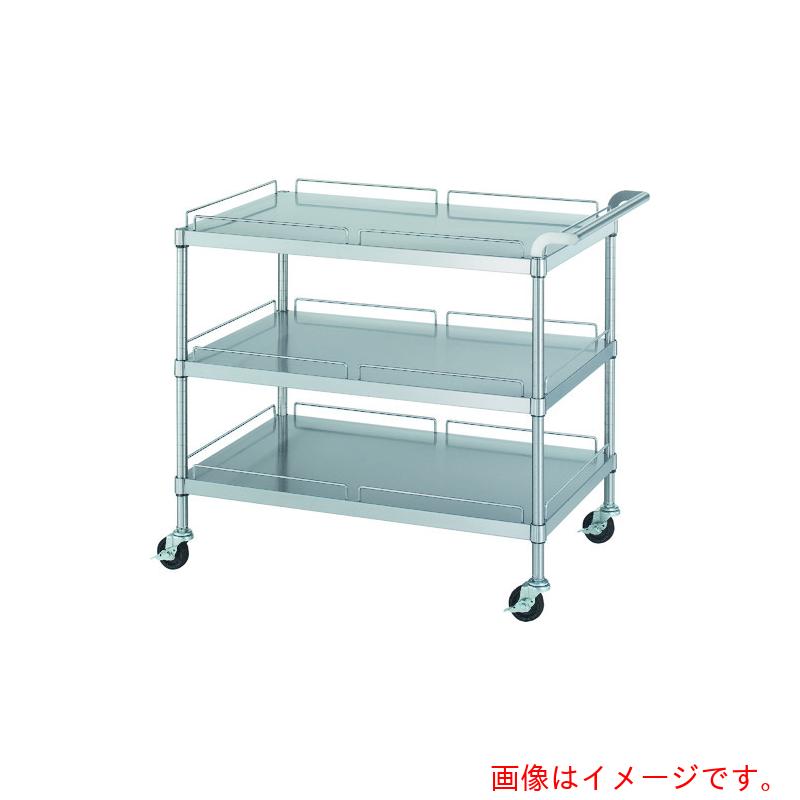 シンコー(SINKO) ステンレスワゴン(SUS430・ガード付)天地3段タイプ φ75導電ゴム車 750×600×800 【品番:M30-7560-800-RE75_SH】|住設プロ 店