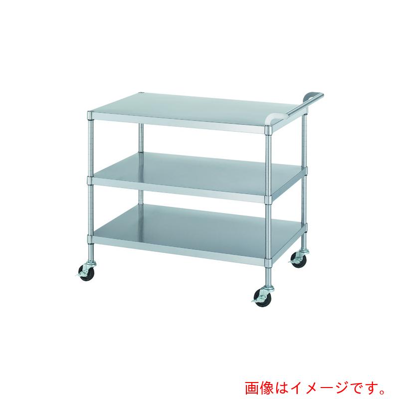 シンコー（SINKO）　ステンレスワゴン（ＳＵＳ３０４）天地３段タイプ　φ７５導電ナイロン車　９００×４５０×８００　【品番：MN03-9045-800-NE75_SH】