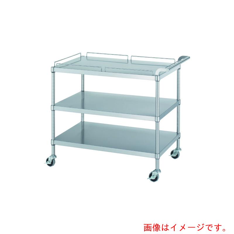 シンコー（SINKO）　ステンレスワゴン（ＳＵＳ３０４・ガード付）天地３段タイプ　ガード：１段分　φ７５ウレタン車　７５０×６００×８００　【品番：MN12-7560-U75】