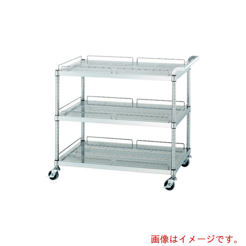 シンコー(SINKO) ステンレスワゴン(SUS304・ガード付)天地3段タイプ パンチング棚 φ75ウレタン車 750×450×800 【品番:PMN30-7545-U75】|住設プロ 店