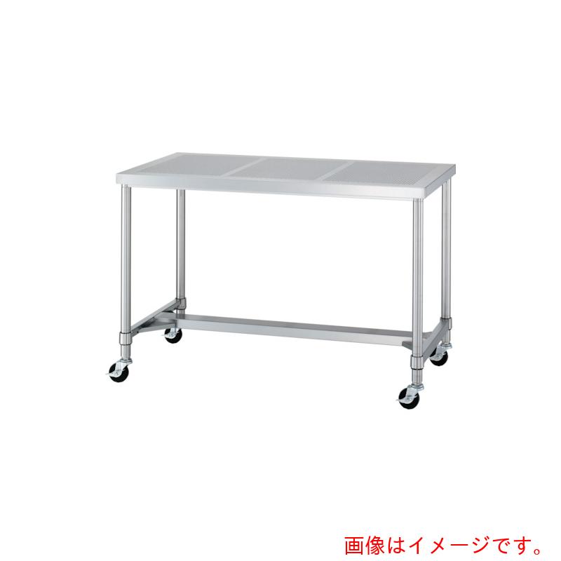 シンコー（SINKO）　ステンレス（ＳＵＳ３０４）パンチング作業台Ｈ枠キャスター付　φ７５ウレタン車　９００&times;７５０&times;８００　【品番：PWHNC-9075-U75】｜住設プロ　店