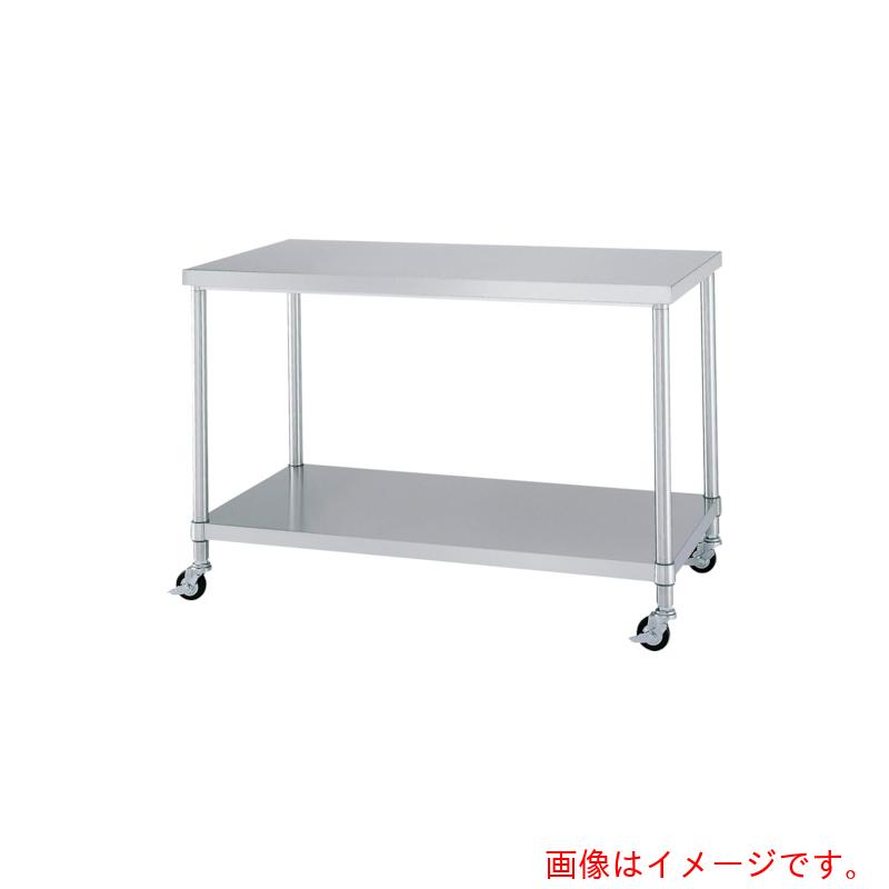 【別途送料あり】シンコー（SINKO）　ステンレス（ＳＵＳ４３０）作業台ベタ棚板キャスター付　φ１００ウレタン車　ステンレス金具　１８００×６００×８００　【品番：WBC-18060-800-SU100】