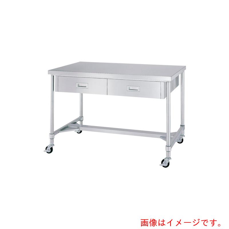 【別途貨物輸送あり】シンコー（SINKO） ステンレス鋼（ＳＵＳ４３０）やり方台両面引出付Ｈ枠キャスター付 φ１００ウレタン車 ステンレス鋼金具 １８００×９００×８００ 【品番：WDWHC-18090-800-SU100】