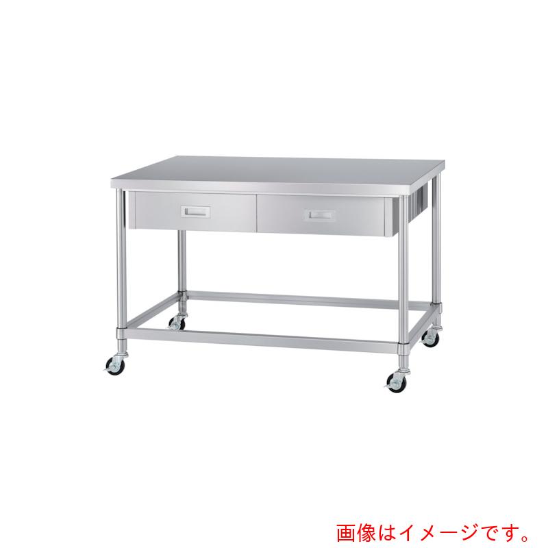 【別途貨物輸送あり】シンコー（SINKO） ステンレス鋼（ＳＵＳ４３０）進め方台両面引出付四方枠キャスター付 φ１００ウレタン車 ステンレス鋼金具 １５００×７５０×８００ 【品番：WDWZC-15075-800-SU100】