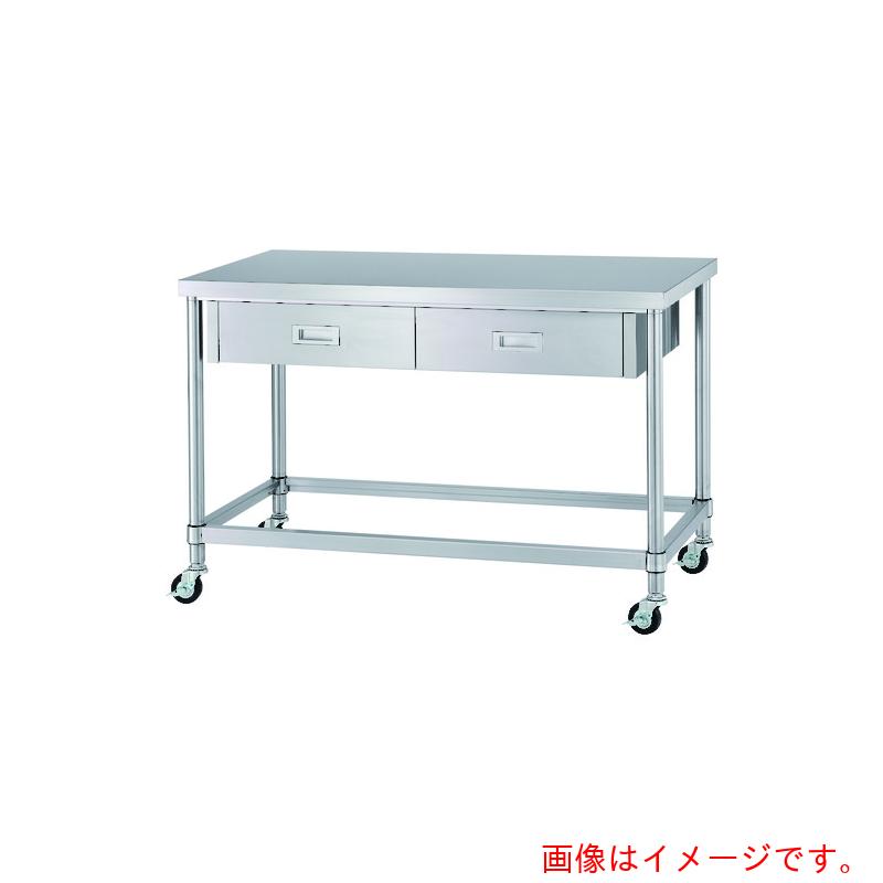 シンコー（SINKO） ステンレス鋼（ＳＵＳ４３０）御役目台片面引出付四方枠キャスター付 φ１００ナイロン車  ７５０×６００×８００ 【品番：WDZC-7560-N100】