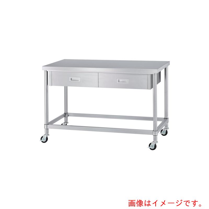【別途貨物輸送あり】シンコー（SINKO） ステンレス鋼（ＳＵＳ３０４）やり方台片面引出付四方枠キャスター付 φ１００ウレタン車 ステンレス鋼金具 １５００×６００×８００ 【品番：WDZNC-15060-800-SU100】