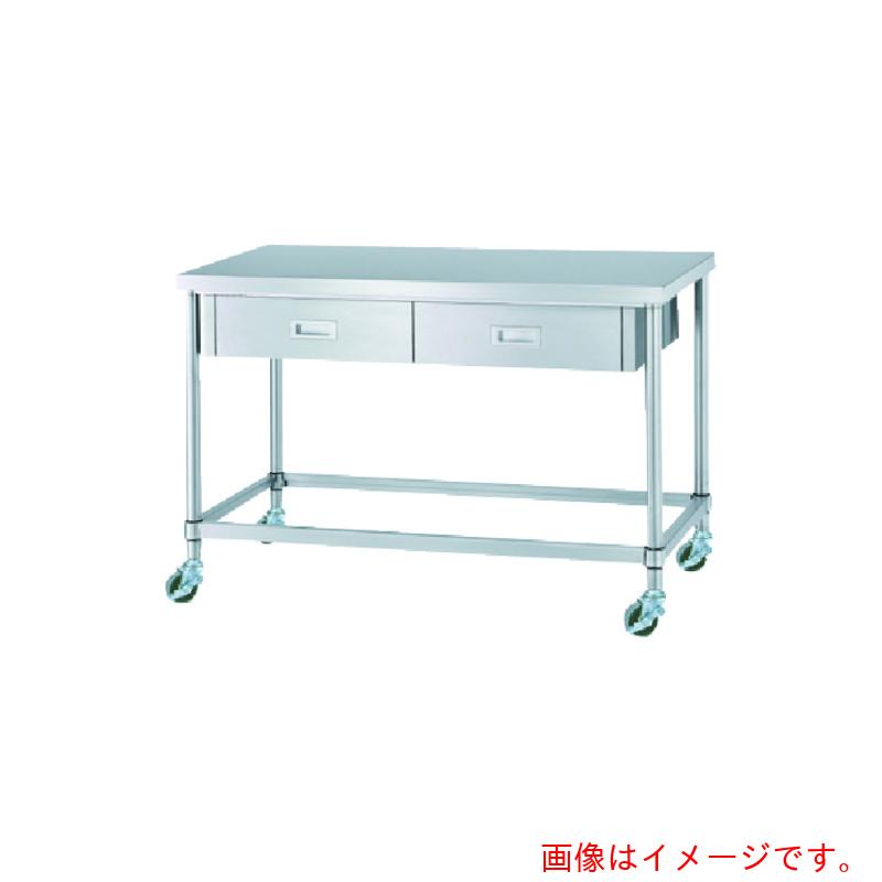 【別途貨物輸送あり】シンコー（SINKO） ステンレス鋼（ＳＵＳ３０４）やり方台片面引出付四方枠キャスター付 φ７５ウレタン車  １８００×９００×８００ 【品番：WDZNC-18090-U75】