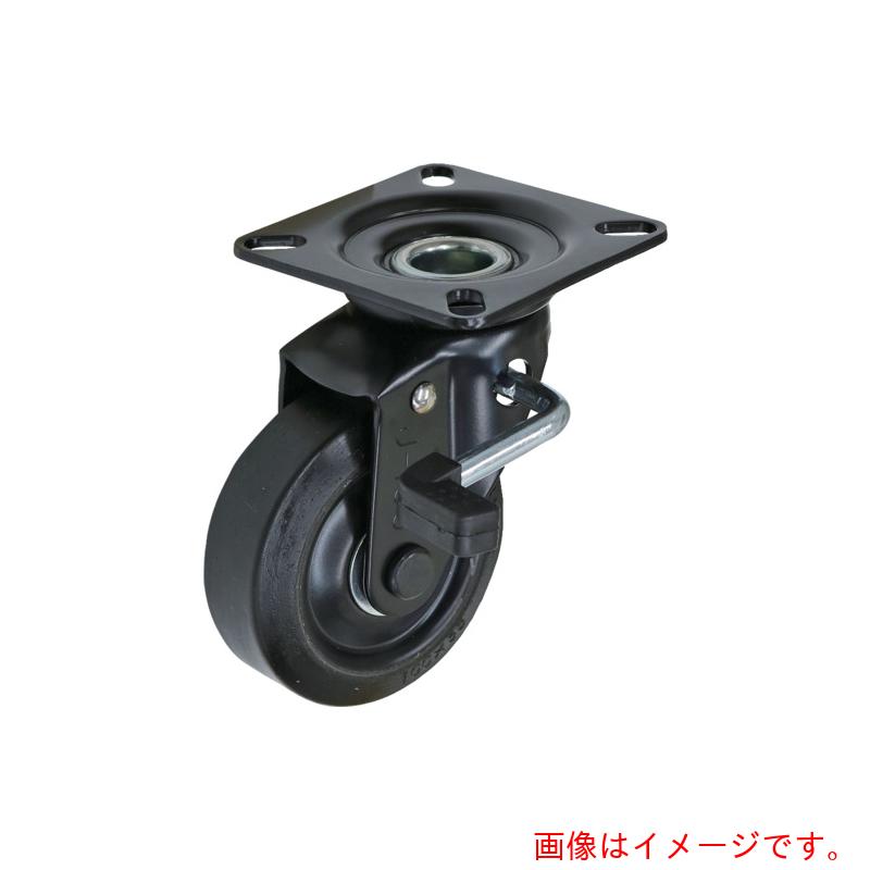 シシクアドクライス プレート式キャスター（プレス製ウレタン車輪） 自在ストッパー 径２００ｍｍ ブラックキャスター 【品番：BKUWJB-200】
