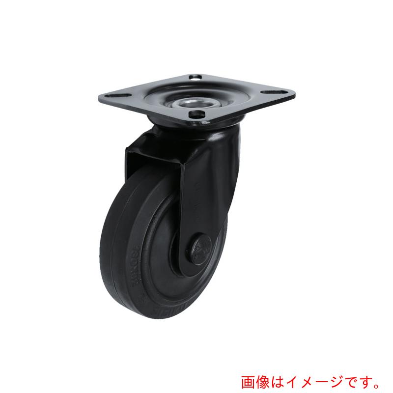 シシクアドクライス　プレート式キャスター（プレス製ゴム車輪）　自在　径１５０ｍｍ　ブラックキャスター　【品番：BKWJ-150】