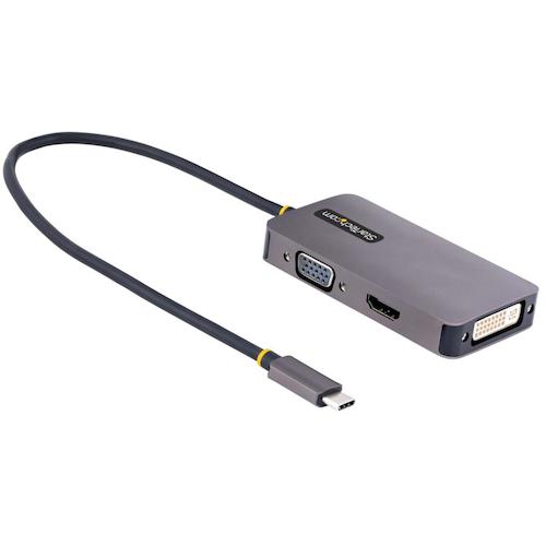 StarTech.com　ディスプレイアダプター／ＵＳＢ－Ｃ　－　ＨＤＭＩ／ＤＶＩ／ＶＧＡ／４Ｋ６０Ｈｚ，　１０８０ｐ／ビデオ　変換　コンバーター　【品番：118-USBC-HDMI-VGADVI】