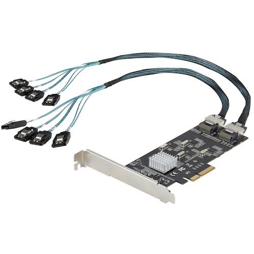 StarTech.com ＰＣＩ Ｅｘｐｒｅｓｓ歌留多／ｘ４／４ｘ ２界面ＳＡＴＡ進行係り制御装置／２ｘ Ｍｉｎｉ－ＳＡＳ繋ぎ 【品番：8P6G-PCIE-SATA-CARD】