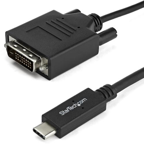 StarTech.com　ディスプレイ変換ケーブル／ＵＳＢ－Ｃ　－　ＤＶＩ／２ｍ／１９００ｘ１２００／ブラック　【品番：CDP2DVIMM2MB】