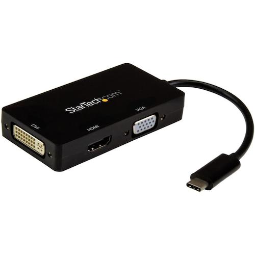 StarTech.com　ディスプレイアダプター／ＵＳＢ－Ｃ　－　ＨＤＭＩ，　ＶＧＡ，　ＤＶＩ／１５ｃｍケーブル／ＢＫ　【品番：CDPVGDVHDBP】