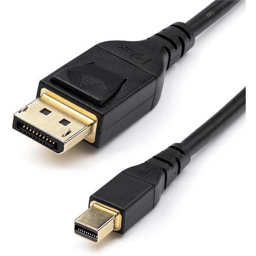 【メール便対応】StarTech.com　ディスプレイ変換ケーブル／ｍＤＰ　－　ＤＰ　１．４／２ｍ／８Ｋ６０Ｈｚ　／ＶＥＳＡ認証　【品番：DP14MDPMM2MB】