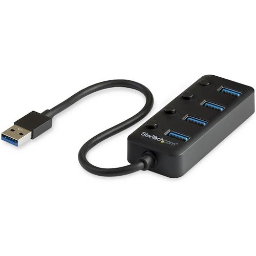 StarTech.com　ＵＳＢハブ／ＵＳＢ　３．０／ＵＳＢ－Ａ　－　４ｘ　ＵＳＢ－Ａ　／バスパワー／ＯＮ・ＯＦＦスイッチ　【品番：HB30A4AIB】