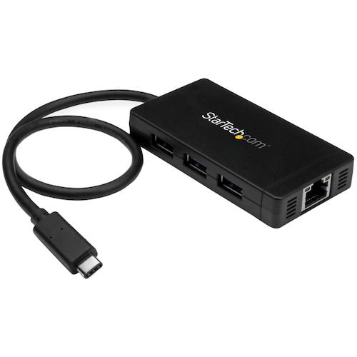 StarTech.com ＵＳＢこしき／Ｔｙｐｅ－Ｃ／３界面 Ｔｙｐｅ－Ａ／イーサネット／ＬＡＮ界面／セルフ力強さ／３０ｃｍ有線テレビ／ＡＣ属する 【品番：HB30C3A1GE】