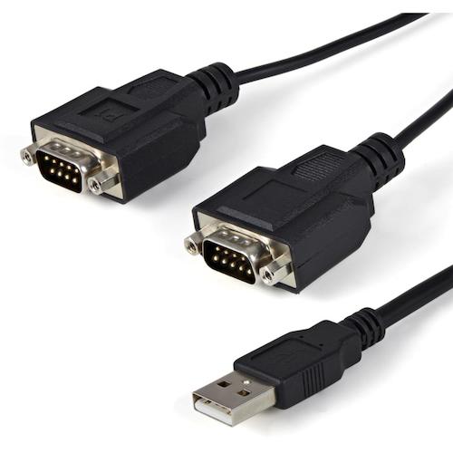 StarTech.com　シリアル変換ケーブル／ＵＳＢ－Ａ　－　２ｘ　ＲＳ２３２Ｃ／１．８ｍ／９２１．６Ｋｂｐｓ／ＢＫ　【品番：ICUSB2322F】