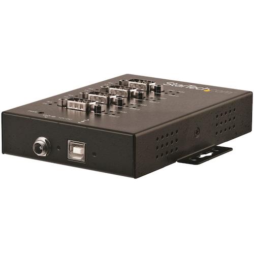 StarTech.com　ＵＳＢ　－　ＲＳ２３２Ｃ変換ハブ／ＵＳＢ　２．０／４ポート　　ＤＢ９／メタル筐体／ＥＳＤサージ保護／シリアルアダプター　【品番：ICUSB234854I】