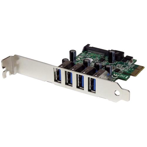 StarTech.com　ＵＳＢ増設カード／ＰＣＩｅ　２．０　－　４ｘ　ＵＳＢ－Ａ／５Ｇｂｐｓ／ＳＡＴＡ電源／ＵＡＳＰ　【品番：PEXUSB3S4V】