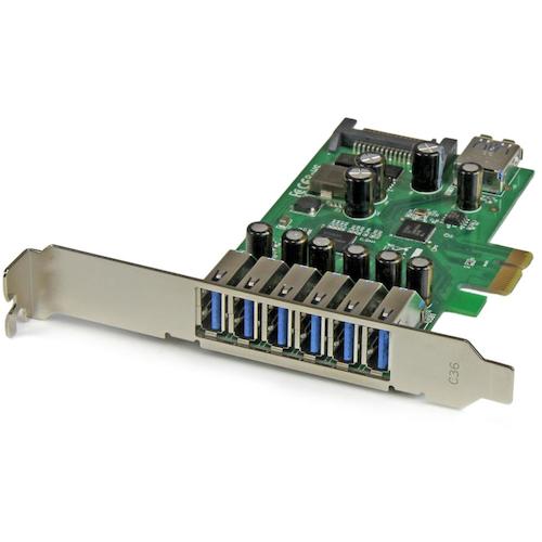StarTech.com　ＵＳＢ増設カード／ＰＣＩｅ　２．０　－　７ｘ　ＵＳＢ－Ａ／５Ｇｂｐｓ／ＳＡＴＡ電源／ＵＡＳＰ　【品番：PEXUSB3S7】