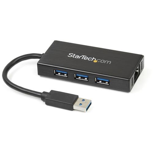StarTech.com ＵＳＢこしき／ＵＳＢ ３．０／ＵＳＢ－Ａ － ３ｘ ＵＳＢ－Ａ／ＬＡＮ／二階建てバス力強さ／黒いこと 【品番：ST3300GU3B】