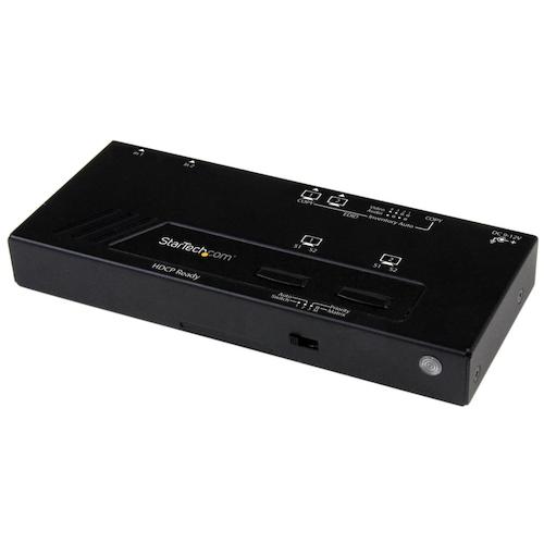 StarTech.com　ＨＤＭＩディスプレイ切替機／２入力２出力／１０８０ｐ／２ｘ　２　マトリックススイッチ／自動／優先切替機能　【品番：VS222HDQ】