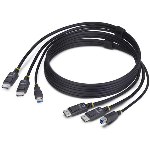 StarTech.com　ＫＶＭケーブル／１．８ｍ／デュアルＤｉｓｐｌａｙＰｏｒｔ　＋　ＵＳＢ　Ｔｙｐｅ－Ａ　＆　Ｂ／４Ｋ６０Ｈｚ／ＰＣ切替器用　【品番：DDU1226-KVM-CABLE】