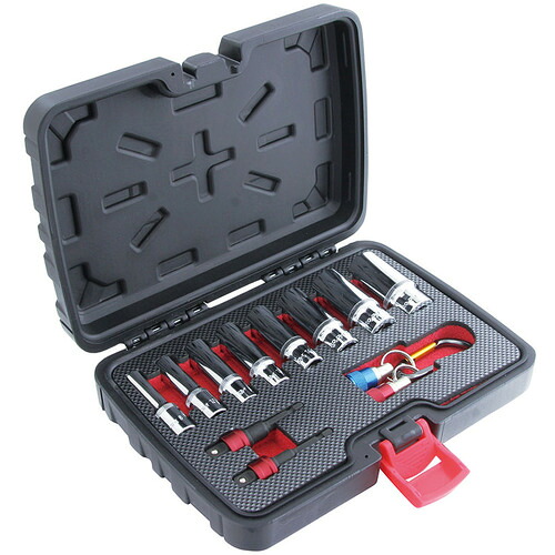 スエカゲツール　３／８”ＤＲ．１３ＰＣ．充電スプラインディープソケットセット　【品番：ESD13S】