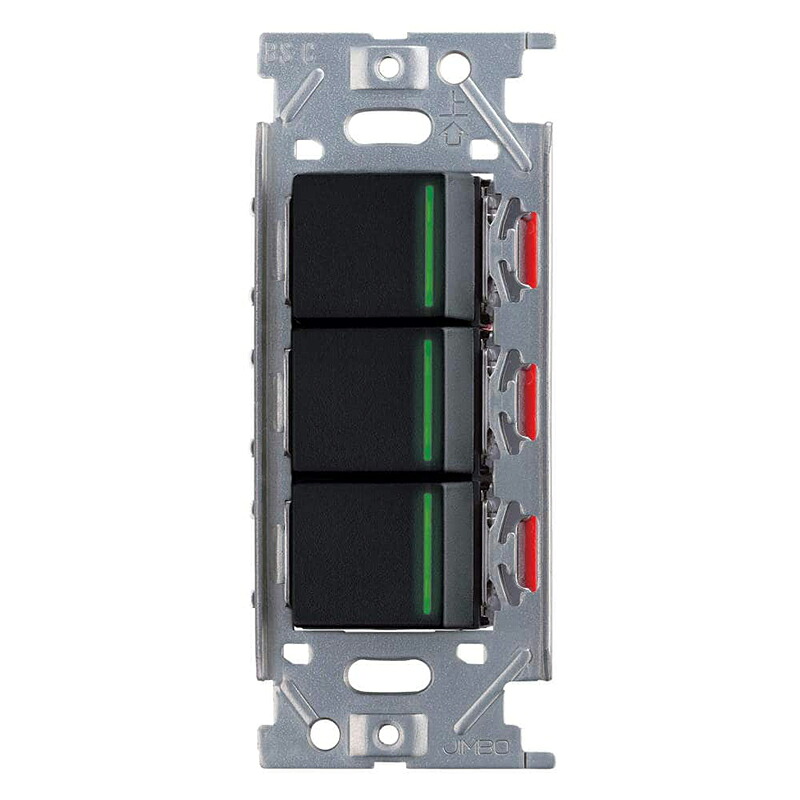 スガツネ工業　ガイドランプ付埋込トリプルスイッチ PXP-J-NKW03009型　ソフトブラック　【品番：PXP-J-NKW03009-SB】｜住設プロ　店