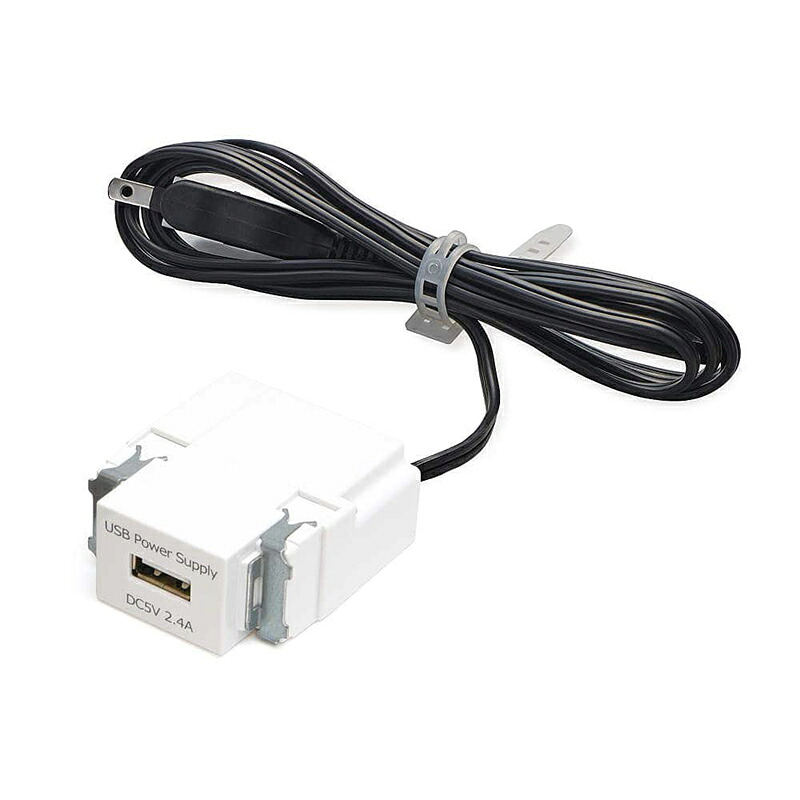 スガツネ工業　LAMP　埋込充電用USBコンセント DM1-U1P24M型　ホワイト　【品番：DM1-U1P24MF-WT】